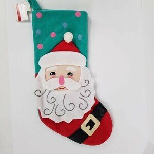 Ashland Santa Claus Christmas Holiday 17" Stocking Red‎ White Teal Applique New